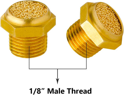 Quickun Pneumatic Muffler Silencer, 1/8” Male Thread Brass Air Exhaust Muffler Sintered Bronze Mufflers (Pack of 3)...