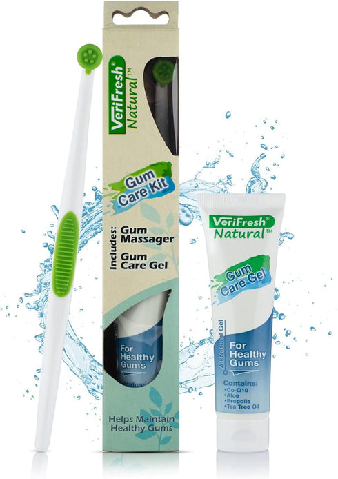 Gum Stimulator/Massager and All Natural Gum Gel - VeriFresh - Gum Care Kit for Healthy Gums...