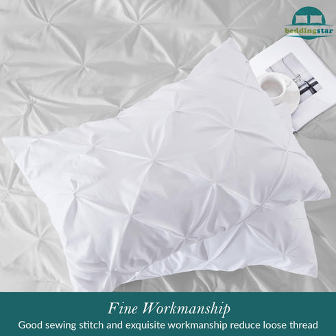 King Pillow Shams Set of 2 Pinch Pleated White Pillow Shams King Size 20x36 Pillow Covers 100% Egyptian Cotton 600 Thread Count Soft Skin Friendly...