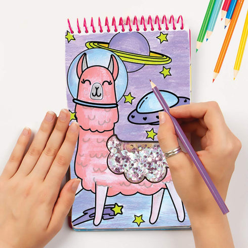 Fashion Angels Llama Shaker Compact Sketch Portfolio/Llama Sketch Book/Llama Coloring Book, Brown/a, 7.6 Ounce...