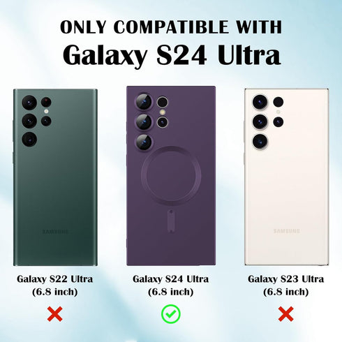 for Samsung Galaxy S24 Ultra 5G Magnetic Case, Luxury Metallic Paint Case with Full Camera Lens Protector for Women Girls Men TPU Bumper Shockproo...