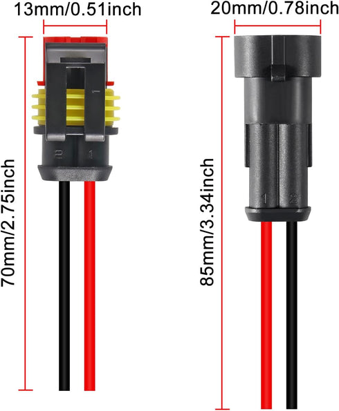 8Pair 2Pin Connector Waterproof Electrical 2 Pin Plug Auto Electrical Wire Connectors Quick Disconnect Automotive Wire Connectors Marine for Car, ...