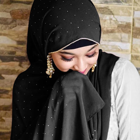 Hijab Scarf for Women Soft Chiffon Rhinestone Long Scarf Shawl Fashion Muslim Hijab Head Wrap Scarves...