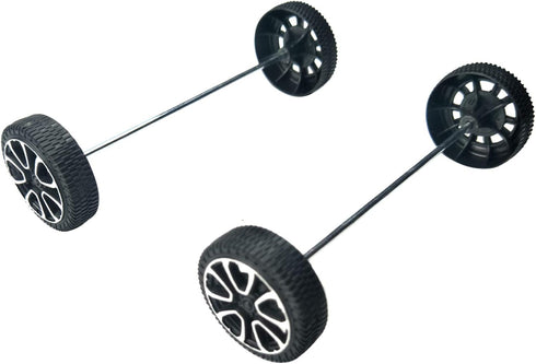 EUDAX 30mmx9mm Plastic Roll 2mm Dia Shaft Toys Wheel and 2mmx100mm STEM Shaft Round Rod Axles for DIY Toy RC Car Truck Boat Helicopter Model Part ...