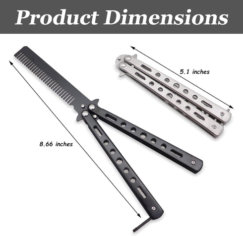 WAYDA Butterfly Knife, Trainer Martial Arts Practice Tool Steel Metal Folding Knife Comb Unsharpened Blade, Training Knife for Practicing Flipping...