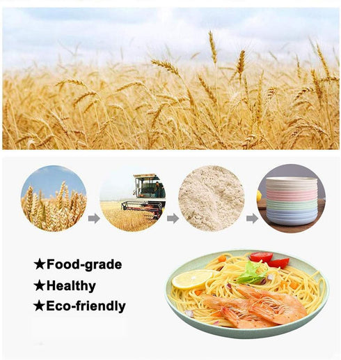4 Pcs 7 Inch Lightweight Wheat Straw Plates, Unbreakable Dinner Plate, Toddler, Anti-fallen, Dishwasher Microwave Safe Plates (4 colors)...