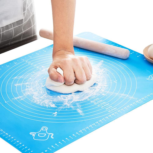 LIMNUO Silicone Baking Mat, Extra Thick Large Non Stick Pastry Mat Sheet for Dough Pie Crust Rolling Mats (Blue, M-16''(W)*20''(L))...