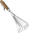 Garden Hand Rake, 14.6'' Small Hand Rake for Tight Areas, 9 Tines Stainless Steel Garden Rake with Ergonomic Wood Handle for Clearing Leaves and L...