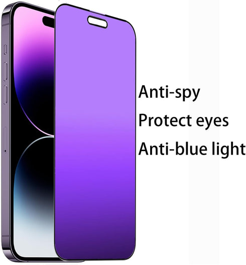 2 PCS Anti-Blue Privacy Anti-Glare Tempered Glass for iPhone 14 Pro Max Matte Anti-Spy Screen Protector Anti-Peeping Film Anti-scratch Full Covere...
