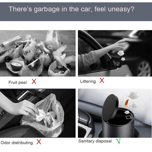 KOOMTOOM Alloy Mini Car Cup Holder Garbage Can, 300ml Dismountable Trash Bin Trash Garbage Can with Lid Leak Proof for Car Universal (Dark Gray)...