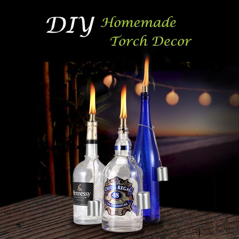 LANMU Wine Bottle Torch Wicks, Outdoor Patio Backyard Torches Lights, Oil Lamps Replacement Wick Hardware Kit, DIY Homemade Torch Decor (3 Pack)...