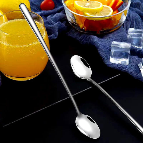 Long Handle Iced Tea Spoons, 304 Stainless Steel Cocktail Stirring Spoons,9 Inch Long Handle Spoon for Coffee Ice Cream Cocktail, Set of 4...