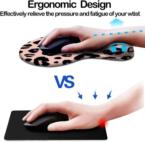 Ergonomic Mouse Pad with Wrist Support and Coaster,Mouse Pads with Non-Slip PU Base for Home Office Working Studying Easy Typing & Pain Relief Leo...