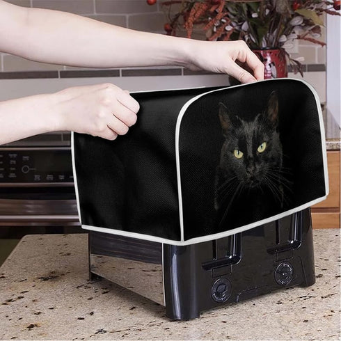 3D Black Cat Toaster Cover Slice Wide Slot, Cute Kitten Kitchen Appliance Cover, Aesthetic Animals Art Universal Size Microwave Toaster Oven Cover...
