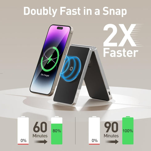 2024 3 in 1 30W Super Fast Wireless Charging Station for iPhone Apple Watch AirPods Multiple Devices, Magnetic Foldable Wireless Charger Dock, Tra...