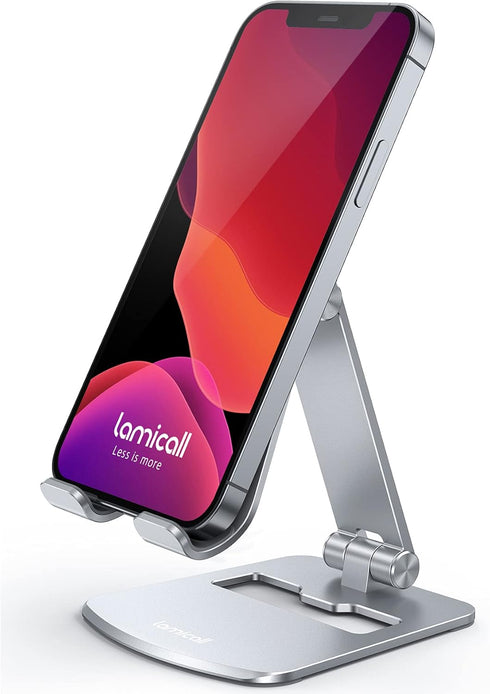 Lamicall [???????????????? Aluminum Stable Large Base Phone Stand Holder for Desk, Superb Surface Craftsmanship, Portable Cell Phone Dock, Compati...