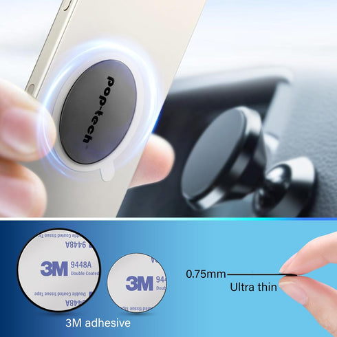 Metal Plate for Phone Magnet, 8 Pack Replacement Magnet Disc Magic Mount Plate with Adhesive Backing for Socket Grips & Magnetic Car Holder Cradle...