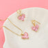 Pink Heart Necklace Earrings Cubic Zirconia Heart Wedding Necklace Earrings Set Bridesmaid Bride Pendant Necklace Earrings for Women(A-Gold,Pink)...