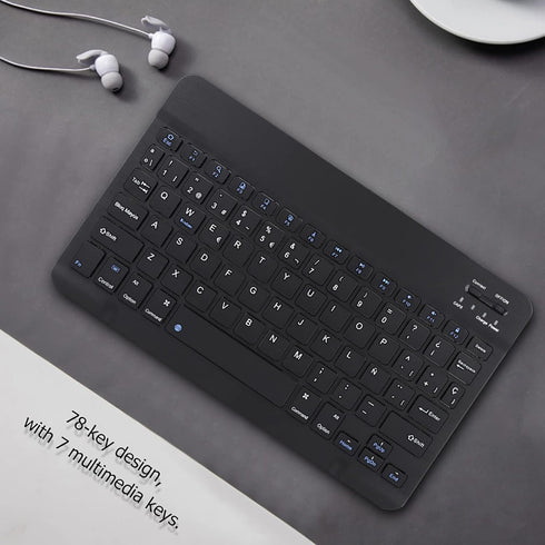 Mini Keyboard, Spanish Keyboard 78 Keys, Multifunctional Keyboard Touchpad Keyboard Storage & Presentation Materials...