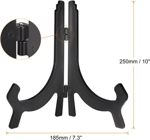 uxcell 10" Easel Plate Holder, Plastic Folding Display Stand Black for Decorative Picture Frame...