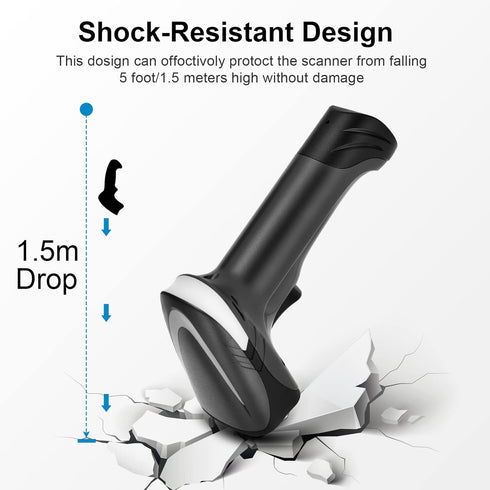 Bluetooth QR Barcode Scanner, PDF417 Rechargeable Code Scanner Wireless, Data Matrix 2D Barcode Rearder Cordless Connect Smart Phone, Tablet, PC, ...