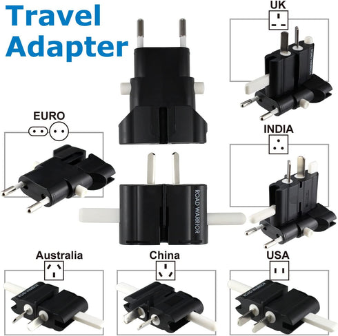 ROAD WARRIOR Universal Travel Plug Adapter Europe/UK/Australia/USA/India/China Compact Does Not Convert Voltage RW101BK Black...