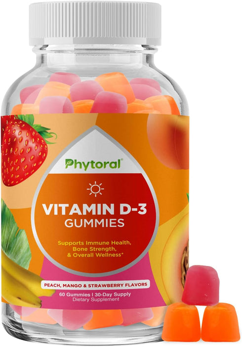 Chewable Vitamin D Gummies for Adults - Delicious Daily Vitamin D3 Gummies with D3 2000IU per Serving - Gluten and Gelatin Free Non-GMO Gummy for ...