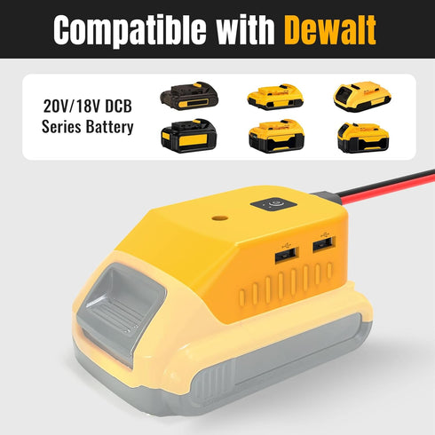 Power Wheels Battery Adapter with USB Ports & XT60 Port, Fit for DeWalt 20V Battery, Power Adapter for Mobile Devices, Electric Vehicles, DIY Proj...