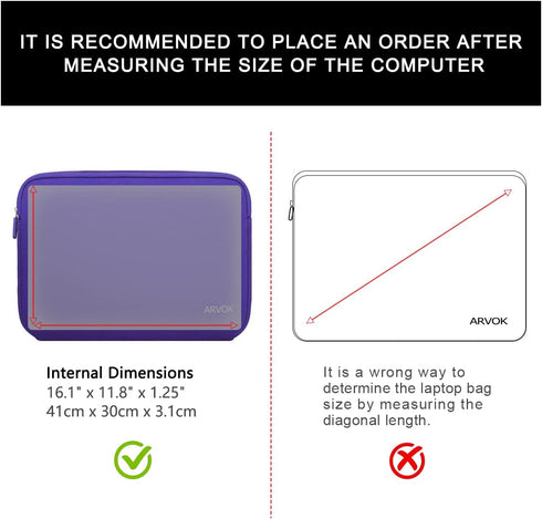 Arvok 17-17.3 Inch Laptop Sleeve Multi-Color & Size Choices Case/Water-Resistant Neoprene Notebook Computer Pocket Tablet Briefcase Carrying Bag/P...