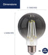 FLSNT Globe LED Edison Bulbs, 5000K Daylight G25 LED Light Bulbs, 4W(40W Equivalent), E26 Base, 300LM, CRI82+, Smoky Grey Glass, 6 Pack...