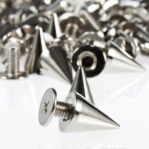RUBYCA 100 Sets 10MM Silver Color Bullet Cone Spike and Stud Metal Screw Back for DIY Leather-Craft...