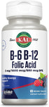 KAL Vitamin B-6, B-12 & Folic Acid Supplement, Heart Health, Energy & Red Blood Cell Support*, with Vitamin B12 Methylcobalamin & Folate, Natural ...