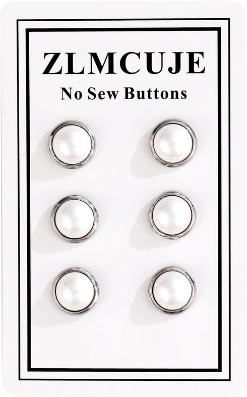 6 Pcs Mini No Sew Pearl Buttons Anti Exposure Fixed Brooches Cover up Buttons Detachable Reusable Multi-purpose for Clothes(White,10mm)...