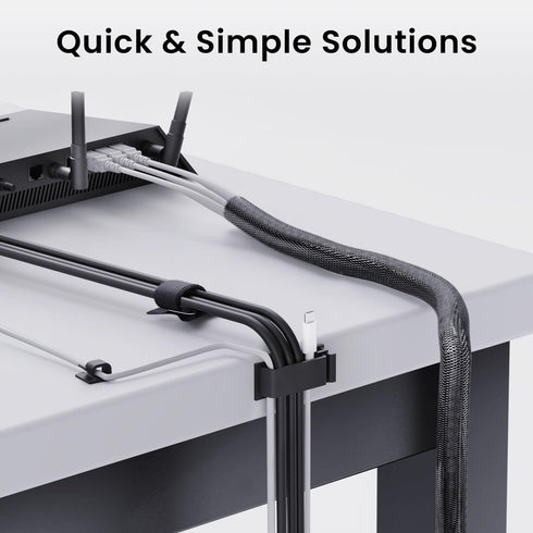 EVEO Desk Cable Management Kit - Cord Organizer Cable Management Under Desk | Cable Raceway, Cable Sleeve, Adhesive Cable Clips, Cord Clips, Cable...