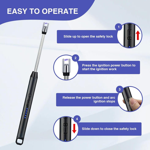 2 PCS Candle Lighter, Electric Lighter Arc Windproof Flameless with 360° Flexible Neck & LED Power Display,USB Rechargeable Lighter for BBQ, Grill...