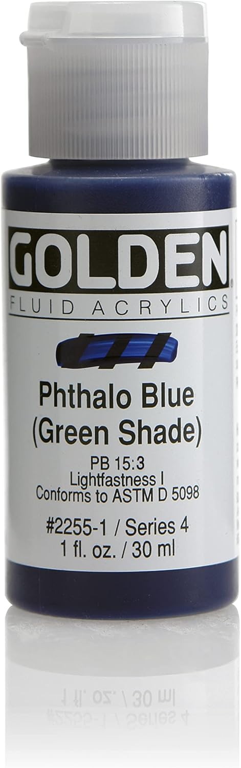 1 Oz Fluid Acrylic Color Paints Color: Phthalate Blue (Green Shade)...