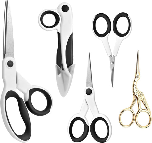 Tailor Sewing Scissors Bundle, 8.2" Sharp Fabric Scissors Heavy Duty with Comfort Grip, 5.1" Detail Embroidery Scissors, 4”Embroidery Scissors, 5....