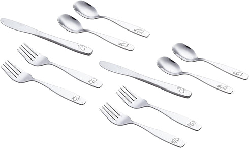ANNOVA Kids Silverware 10 Pieces Children's Safe Flatware Set Stainless Steel - 4 x Forks, 4 x Dinner Spoons, 2 x Safe Knife Toddler Utensils, Met...