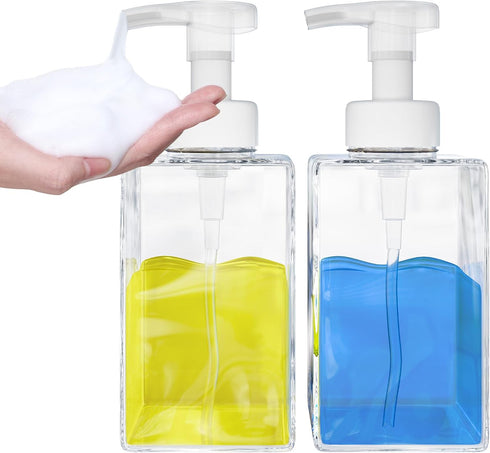 Foaming Soap Dispenser, 15 Oz Foam Soap Dispenser for Bathroom & Kitchen, Refillable Foaming Hand Soap Dispenser for Liquid Soap, 2Pcs Foam Pump B...
