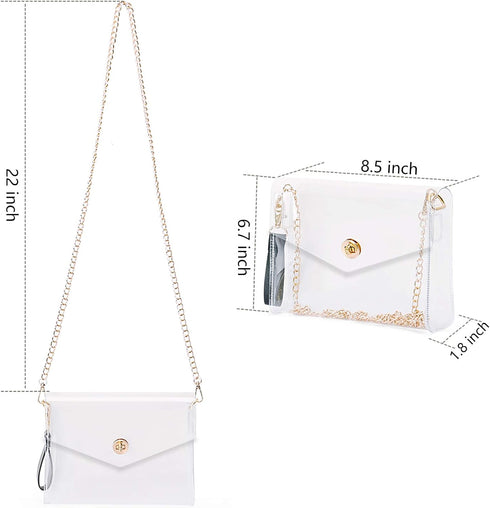 Transparent Clutch Clear Purse Crossbody Shoulder Bags Stadium Approved Bags...