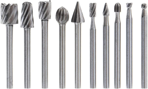 10pcs/set DIY Tree Root Carving 3mm Shank High Speed Steel Carpentry Handmade Electric Grinding Head Engraving Milling Cutter Rotary Burr Bit Set...