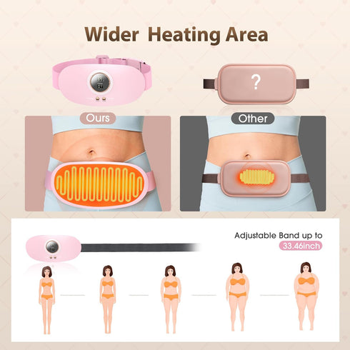 Portable Cordless Heating Pad, Heating Pad for Cramps Pain Relief with 5 Heat Levels and 7 Massage Modes, Menstrual Heating Pad - Portable and Wid...