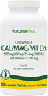 NaturesPlus Chewable Cal/Mag/VIT D3 with Vitamin K2 - 60 Chewable Tablets - Vanilla Flavor - Bone Health Supplement with Calcium , Magnesium , Vit...