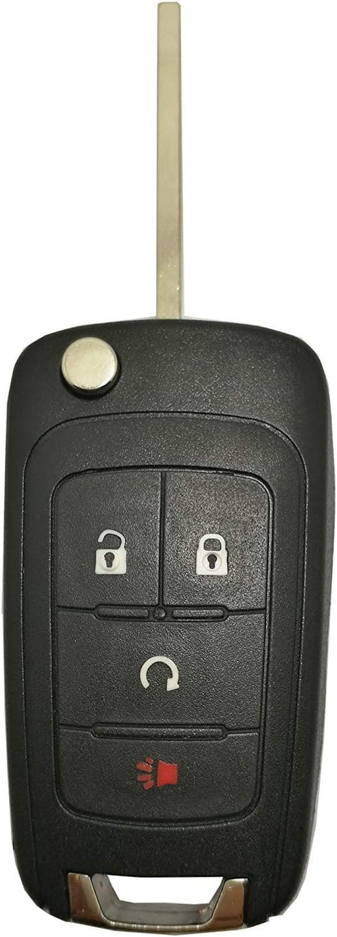 Key Fob Case Shell Fit for GMC Chevrolet Chevy Equinox Sonic Trax Terrain 4 Buttons Replacement Flip Folding Smart Car Key Fob Cover with Uncut Bl...