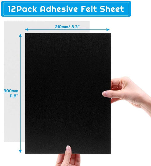 Adhesive Felt Sheet, Shynek 12 Pieces Black Felt Fabric Adhesive Sticky Back Felt Sheets for Art and Craft Making...