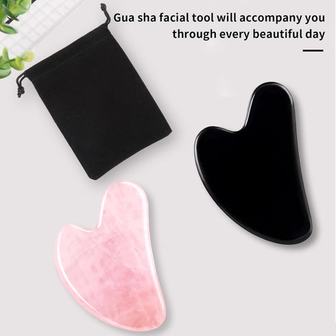 Gua Sha Facial Tools 2 Pack, Natural Jade Guasha Tool for Face,Double Chin & Jawline, Gua Sha Stone Self-Skin Care Face Stone Gua Sha tools for Wo...