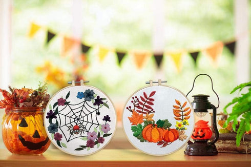 Louise Maelys Beginners Embroidery Kit Fall Pumpkin Wreath Cross Stitch Adults DIY Needlepoint Crafts Kits...