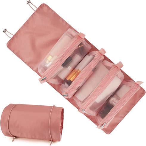 Detachable Cosmefic Bag, 4 IN 1 Removable Portable Toiletry Travel Hanging Makeup Bags Organizer,Bathroom Bag for Shower (Pink)...
