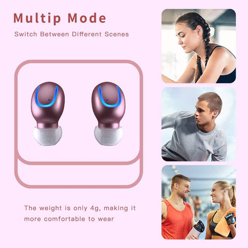 True Wireless Earbuds for Small Ears, Bluetooth Headphones 48h Playtime IPX7 Waterproof Sport Headphones in-Ear, with Mic Noise Cancelling for iPh...