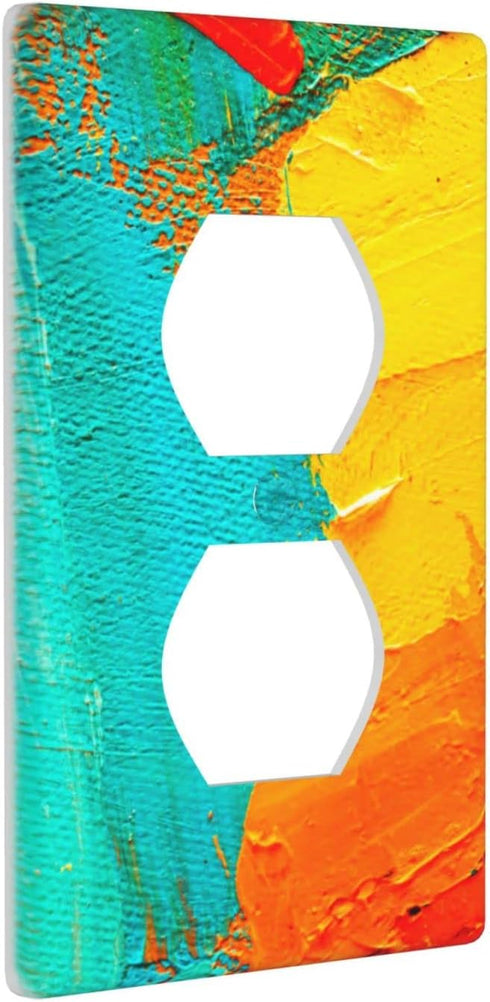 Abstract Oil Painting Single Duplex Outlet Light Switch Plate Cover Decor Wall Plate Cover For Home Bedroom Kitchen Decorative 4.5 * 2.76 Inches S...